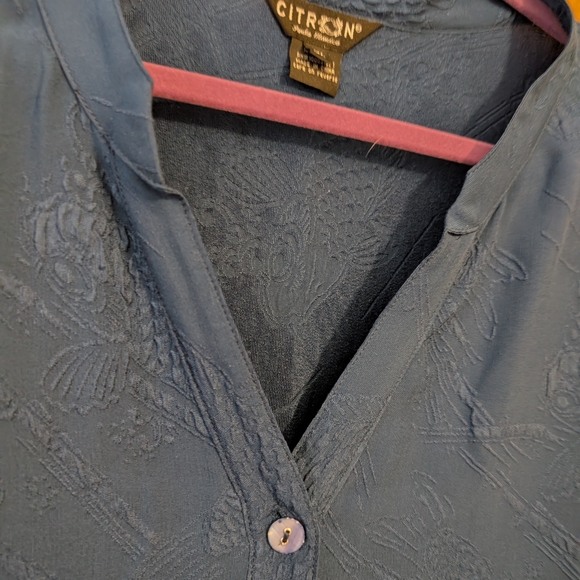 Citron Women's Deep Blue Button Down Shirt - Picture 11 of 12